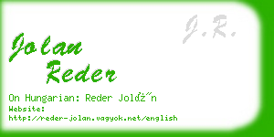 jolan reder business card